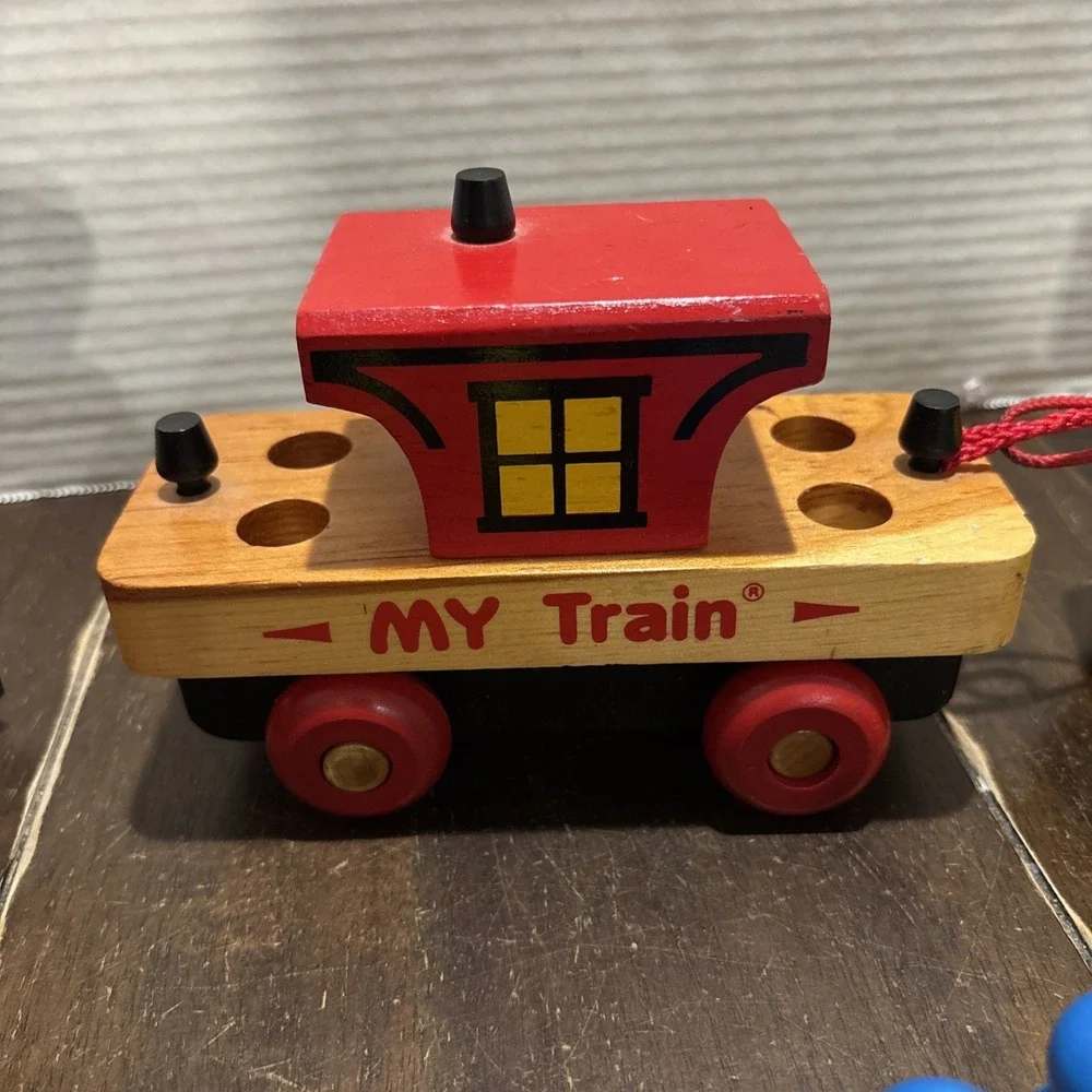 VTG‎ 90s Montgomery Schoolhouse Inc My Train Wooden Train Set USA Made